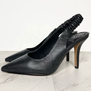 New! Vince Camuto Tolinnis Black Leather Sling Back Pump 8 1/2 M